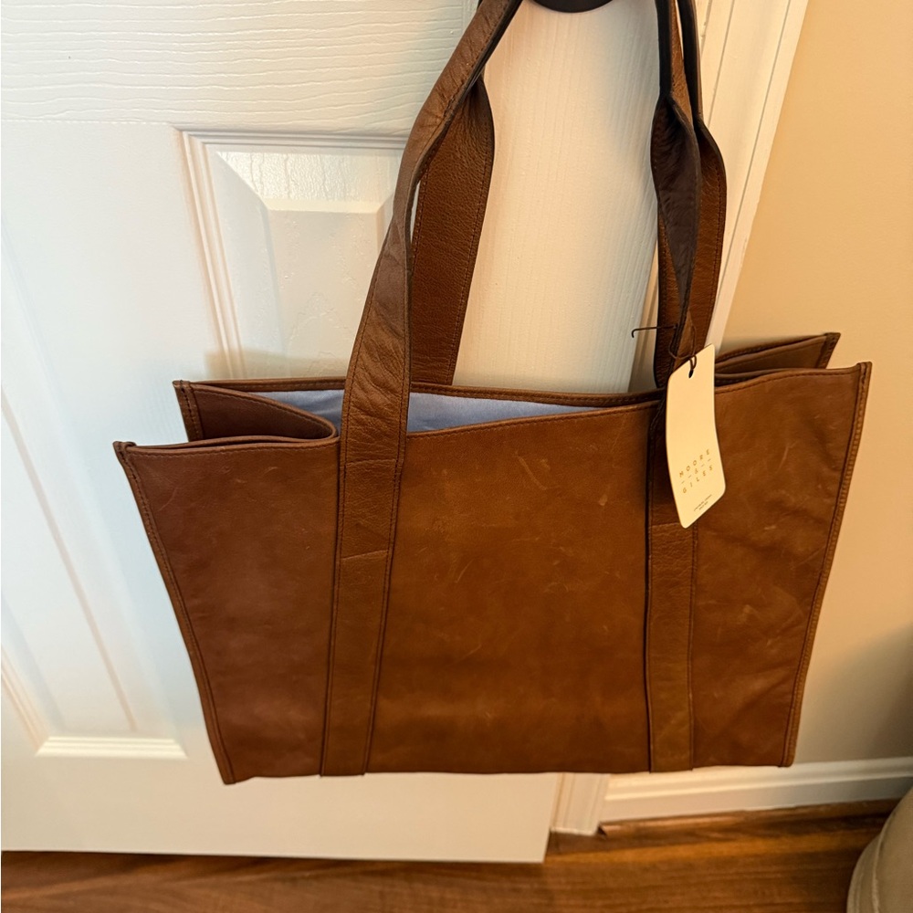 Moore & Giles Brown Leather Tote Bag.  Reclaimed Tote - Picture 4 of 4